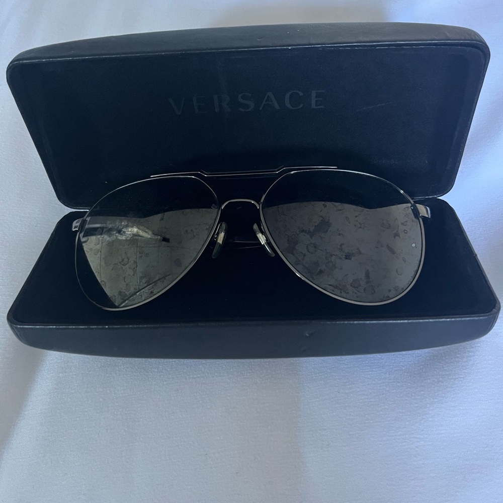 Versace Silver Aviator Sunglasses